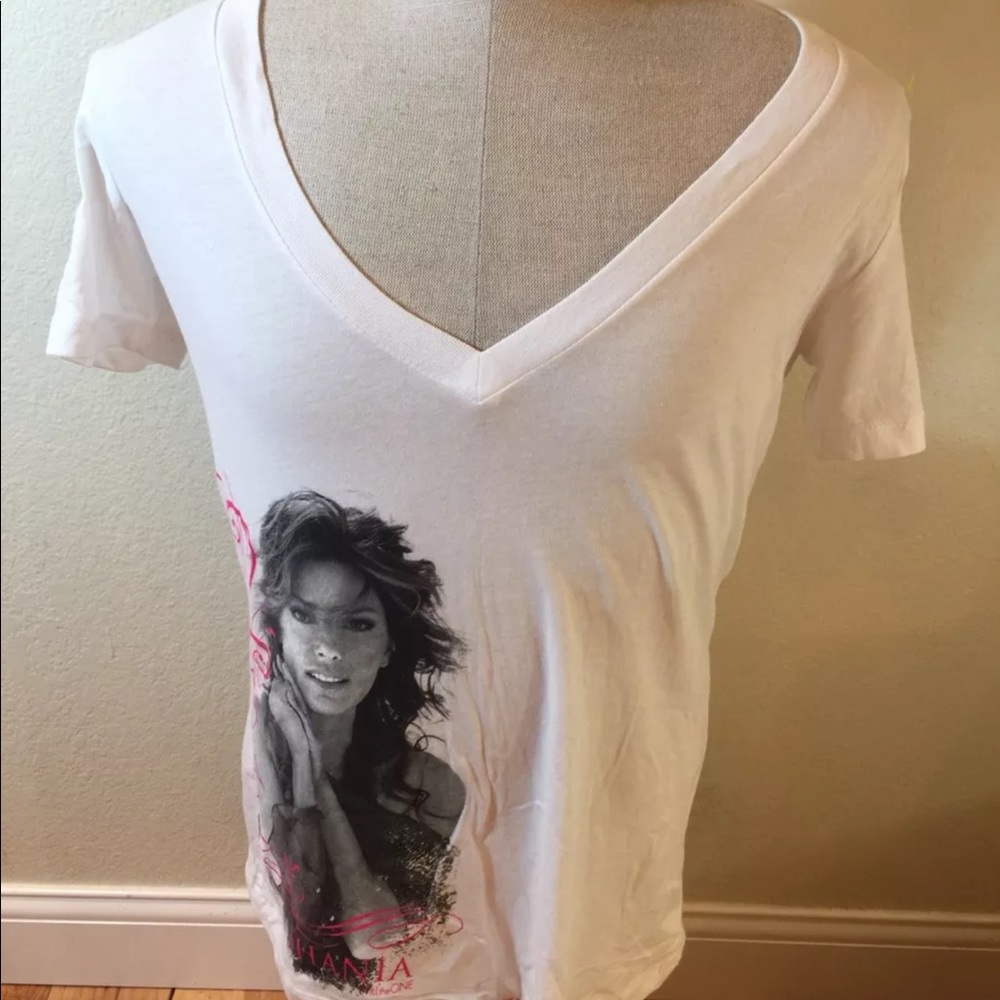 Shania Twain White v-neck T-Shirt Still The One